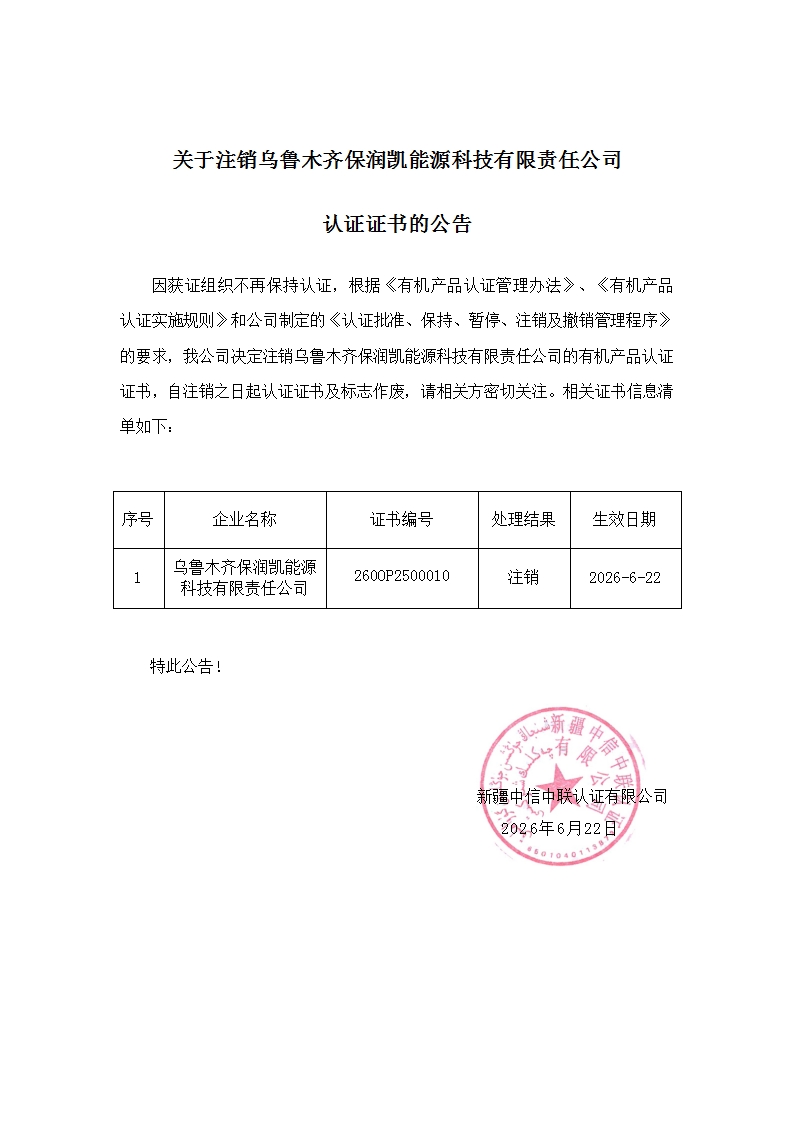 关于注销乌鲁木齐保润凯能源科技有限责任公司认证证书的公告_00.jpg
